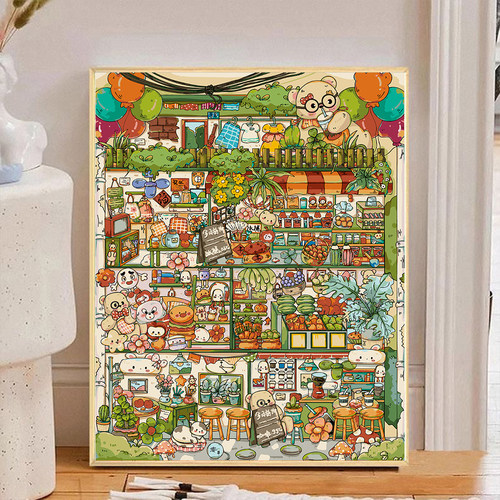 宝藏湾 数字油画diy筒子楼的生活可爱治愈填色多色填充数字画独家