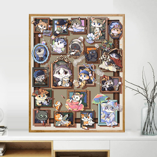 宝藏湾 数字油画diy名画猫咪可爱治愈填色多色填充数字画独家画