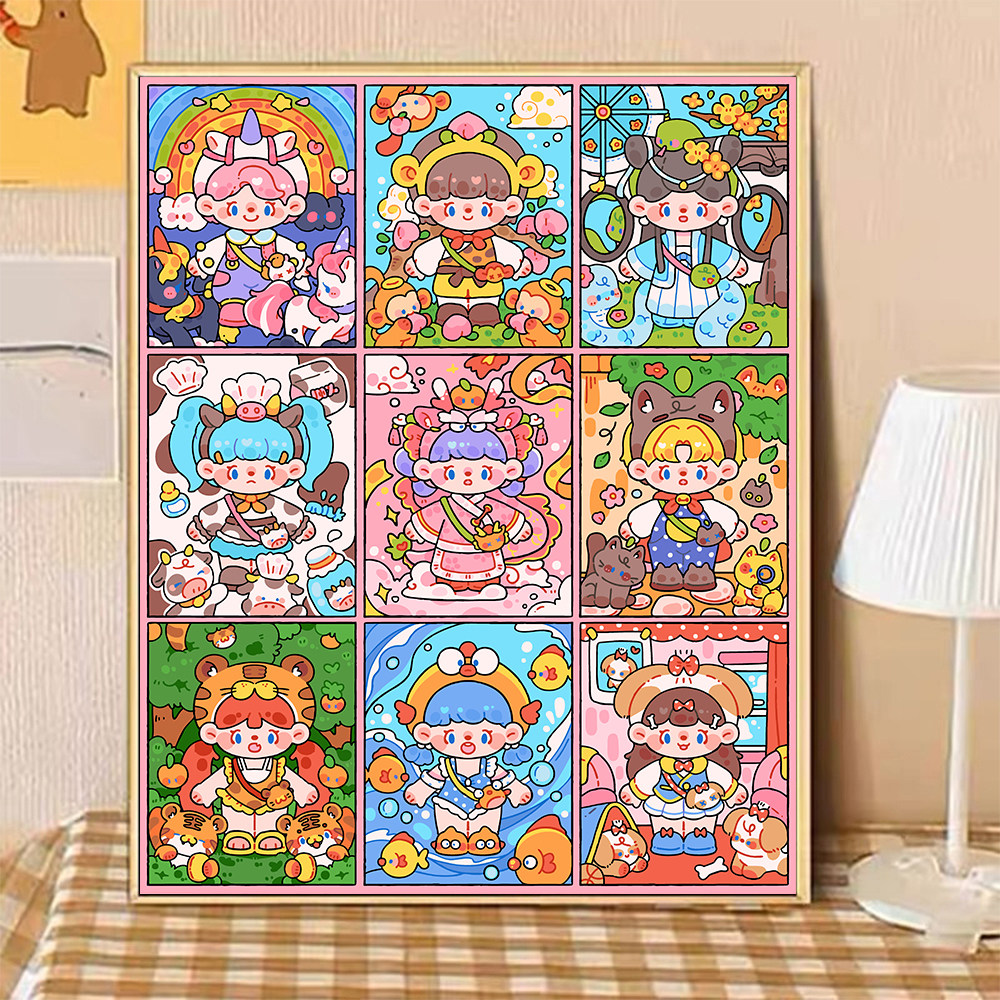 宝藏湾 diy数字油画神奇的朋友填充卡通治愈填色解压油彩画数字画