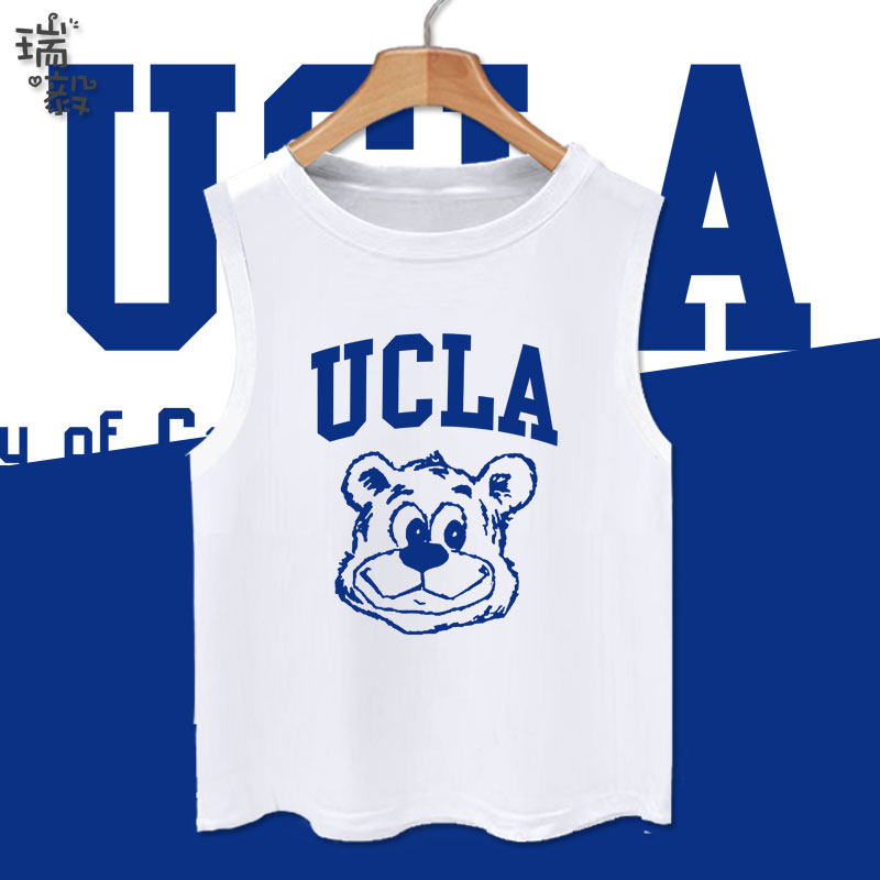 UCLA美国名校纪念校园文化个性创意儿童装背心男女学生无袖T恤衫