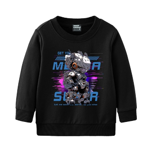 机甲战士机器人变形金刚潮酷圆领卫衣套头男女儿童装学生宝宝长袖