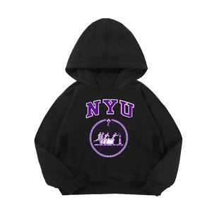 纽约大学同款名校纪念连帽卫衣男女大中小儿童装学生宝宝外套帽衫