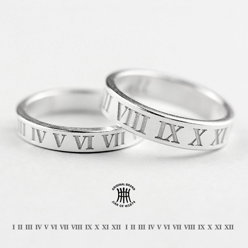 s999足银情侣戒指罗马表白手工