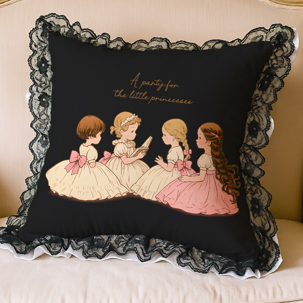 公主们的故事会蕾丝黑水洗棉抱枕沙发汽车靠垫枕套芯治愈客厅年轻