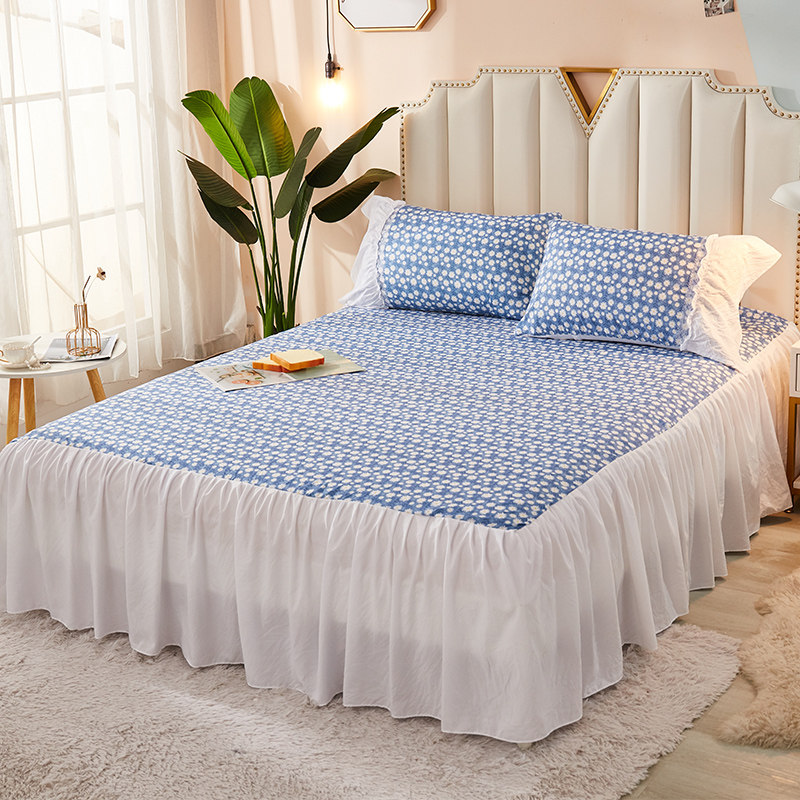 全棉小雏菊床罩荷叶花边床裙单件1.5m1.8x2.0米2.2床套防滑保护套