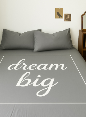 银灰色高级感轻奢全棉单床单枕套床笠纯棉三件套固定防滑宿舍床品