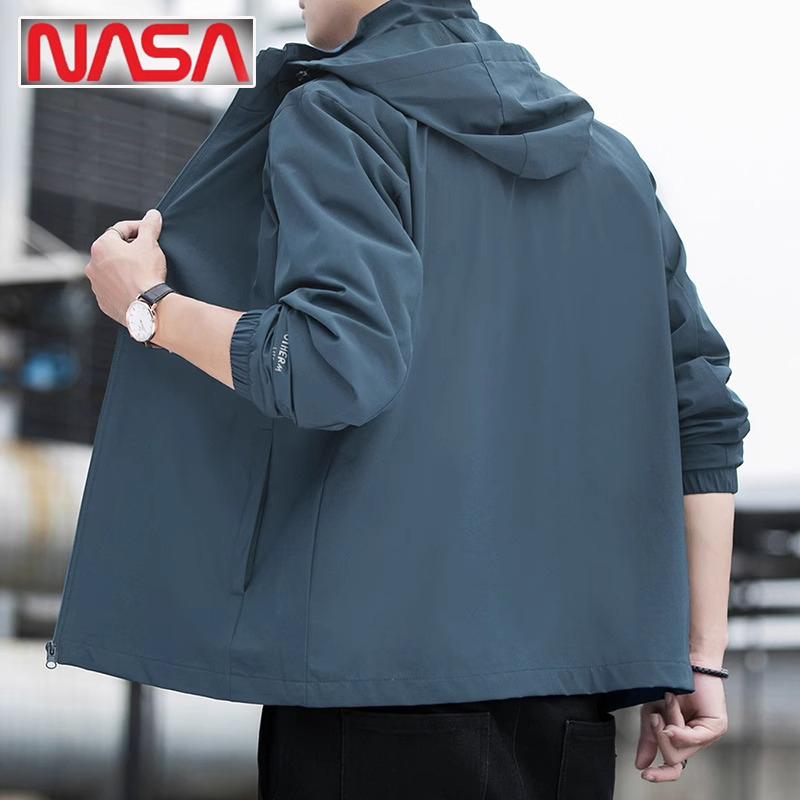 NASA连帽秋冬季防水风衣冲锋衣