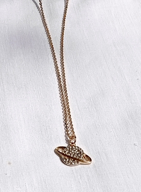 青岛外贸流行饰品欧美原单个性小众满钻星球土星热卖精品项链