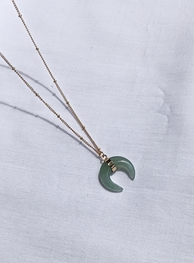 青岛外贸流行饰品欧美原单正品个性小众天然石玉石月牙精品项链