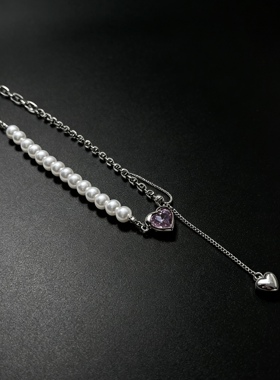 青岛外贸流行饰品欧美原单个性小众设计热卖珍珠爱心精品项链