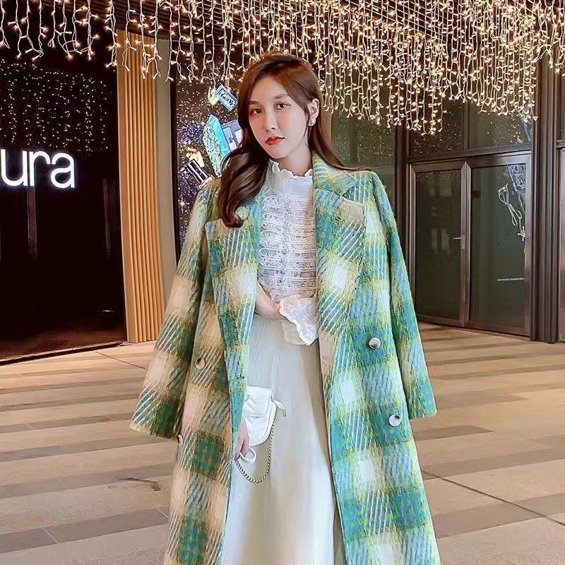 高档呢子大衣女中长款新款赫本风百搭毛呢秋冬洋气外套