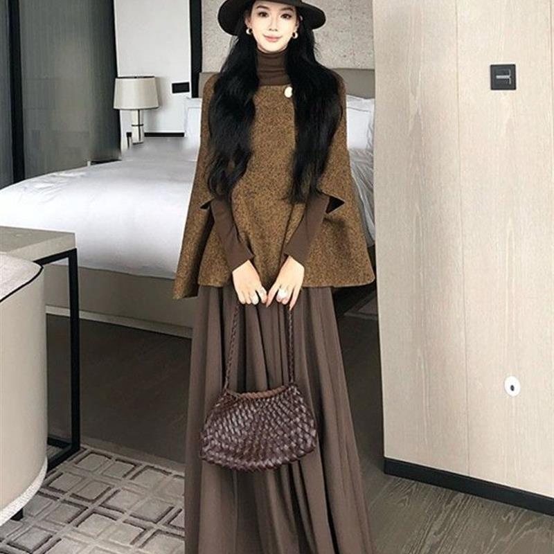 法式高级感气质小香风大衣外套女秋冬新款巨好看宽松显瘦斗篷披肩