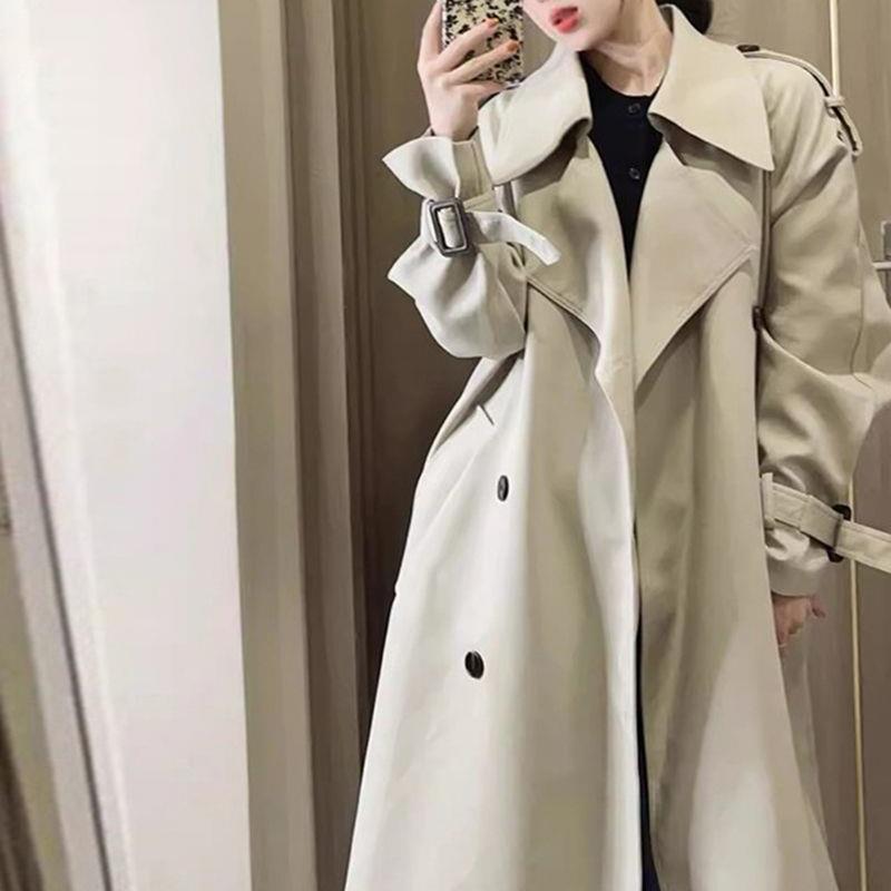 2025春秋中长款宽松质感风衣女上档次小个子法式西装外套潮