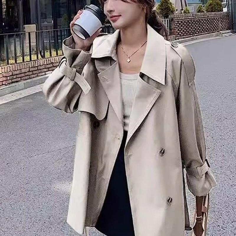 2025春秋中长款气质英伦风衣女学院小个子设计感落肩西装外套潮