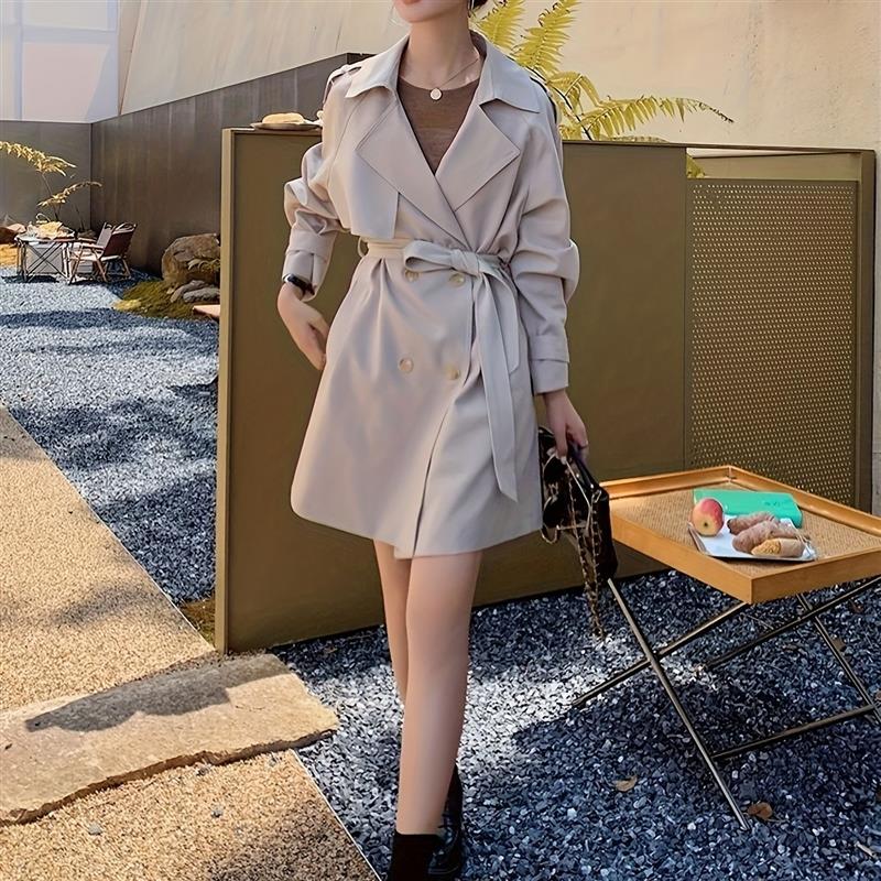 英伦风流行风衣外套女中长款2025春季新款休闲时尚小个子百搭大衣