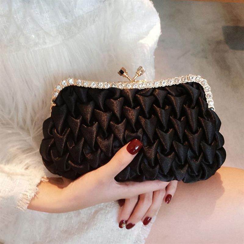 手拿包女气质2022新款绸缎名媛晚宴包水钻新娘手抓包礼服旗袍手拎