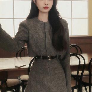 今年流行韩剧小香风套装裙秋冬女高级感小洋装冬装搭配一整套法式