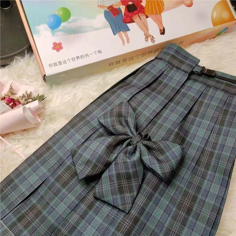 海苔格裙jk制服格裙套装辣妹高腰日系校供正统学生百搭半身裙