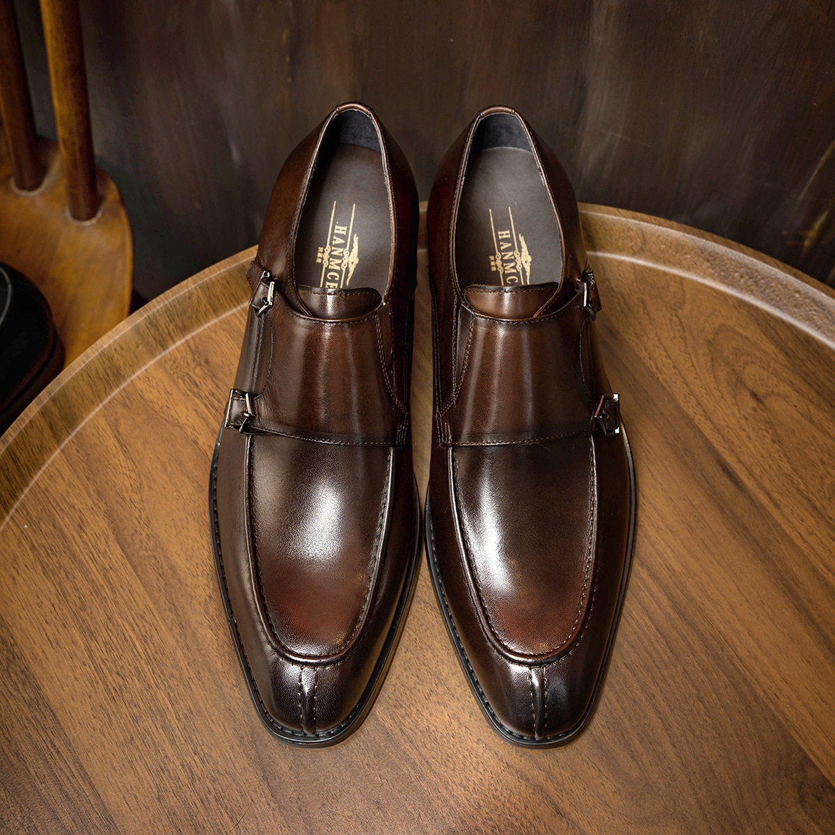 【版型到位】商务正装孟克皮鞋韩版小方头英伦风透气男鞋,流行男鞋,正装皮鞋,淘宝优惠券,粉丝福利购,淘宝优惠卷