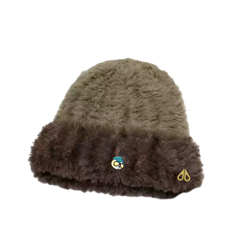 MOOSE剪刀四季毛绒帽子女秋冬百搭显脸小保暖可爱卡通图案护耳帽