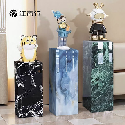 大理石底座岩板柱子客厅大摆件高级感创意摆件高级感轻奢摆件底座
