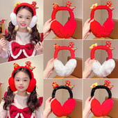 儿童新年福马毛绒耳套耳捂女童可爱卡通耳暖女孩过年防寒保暖耳罩