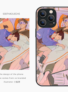 9397号列车躺在路边的炸鱼薯条插画手机壳适用于苹果17Promax16Promax15pro14华为p50p60p70pro小米1
