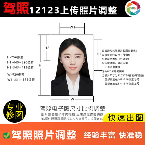 电子驾照换照片尺寸修改驾驶证上传12123审核P图换底色换深色衣服