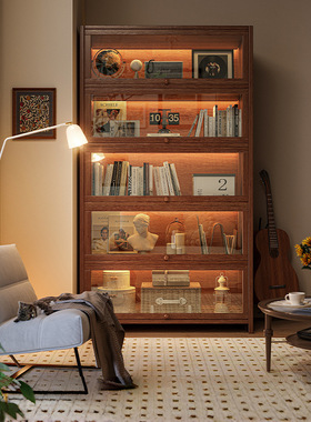 Wooden bookcase display cabinet home storage bookrack 5layer