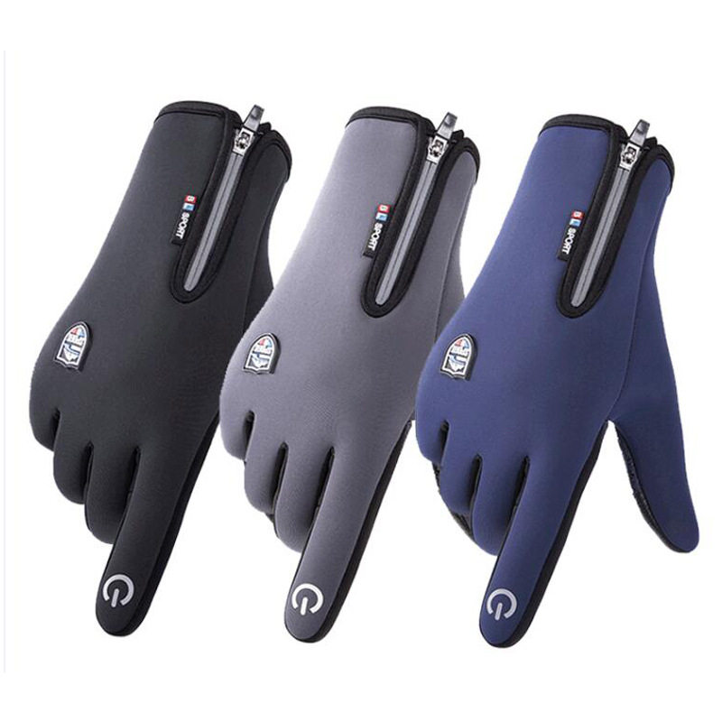 winter warm ski gloves mittens 男触屏加绒防滑防风水保暖手套