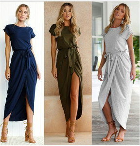 Sexy Women O-neck Short Sleeve Dresses Summer Beach Dress