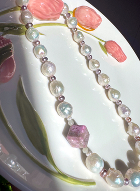 原创设计天然糖纸光珍珠项链手链小众高级套链