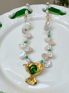 手捧花 花瓣珍珠项链