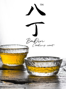 日式手工锤纹扁平玻璃饮茶杯子