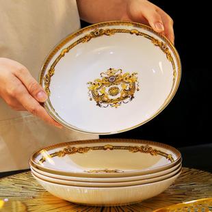 欧盘式 家盘子用碟1餐0微英个套装 瓷SST8骨菜金边饭盘菜子波寸炉具
