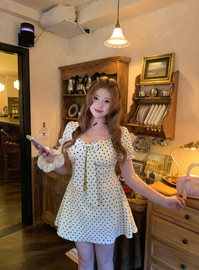 你的鱼 半熟甜桃 微胖mm波点花苞春夏连衣裙 2/24 20:00新品9折