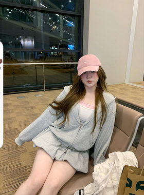 你的鱼 少女弗洛拉 微胖mm休闲卫衣假两件吊带半裙套装秋季三件套
