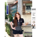 你的鱼 韩女统治区 韩系微胖mm日系酷夏日弹力褶皱吊带开衫套装