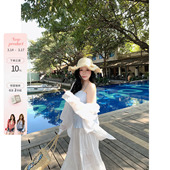 韩系微胖mm温柔轻薄春夏条纹吊带长裙半裙套装 芍药奶冻 鱼 你