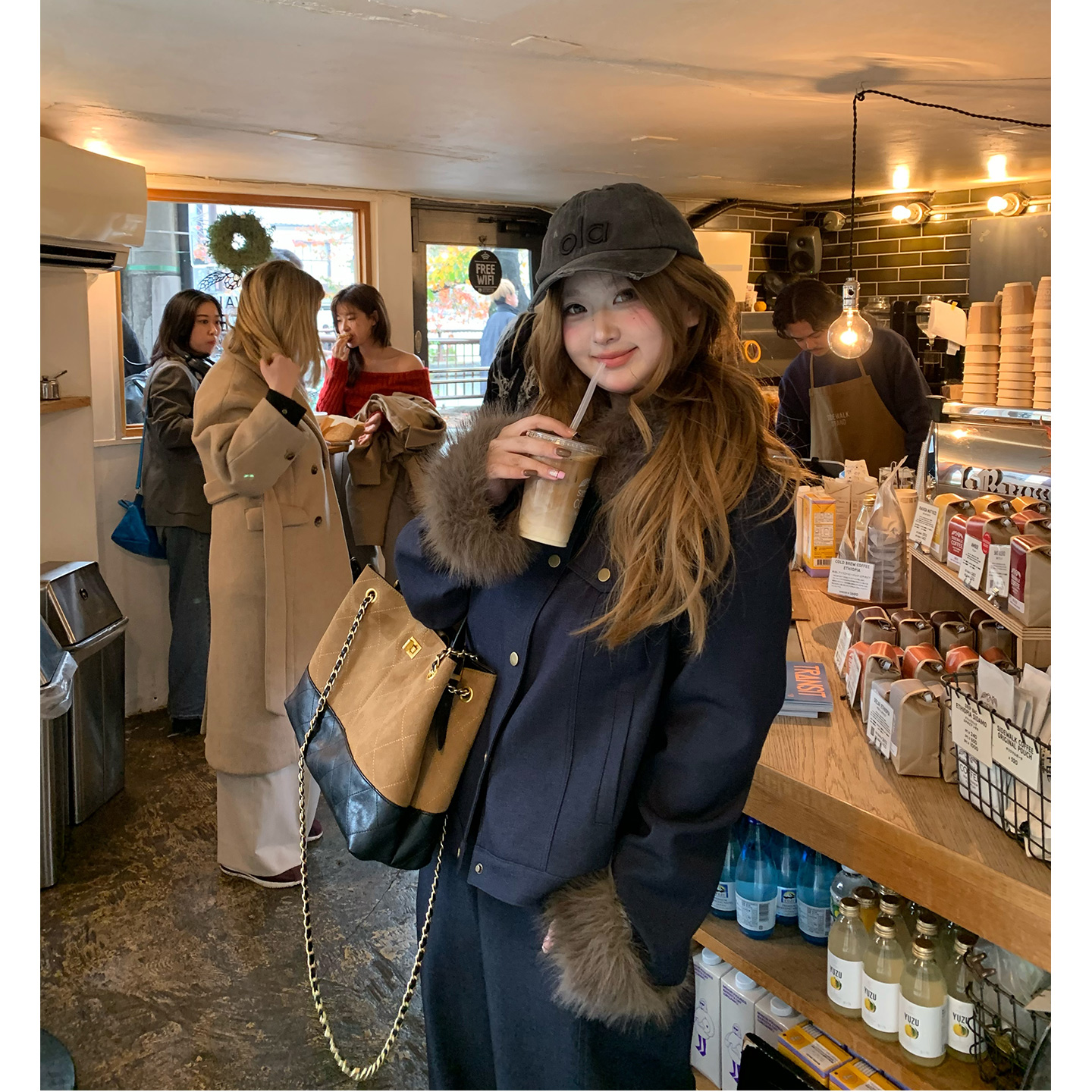 你的鱼 镰仓海岸 微胖mm正肩仿牛仔夹棉套装 12/08 20:00新品9折