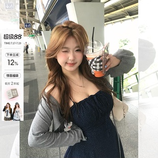 你的鱼 南法少女 波点法式微胖mm吊带连衣裙女遮肉显瘦a字连衣裙
