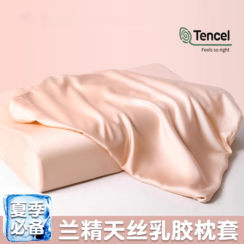 夏季透气成人天丝枕套一对装冰丝枕头套橡胶记忆枕专用40x60家用