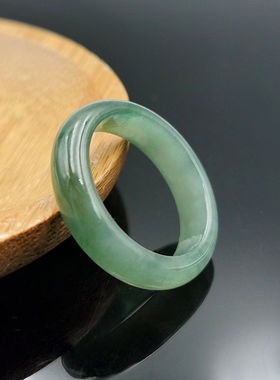 翡翠戒指冰种绿色飘花戒指戒圈玉扳指男女款玉石指环时尚情侣对戒