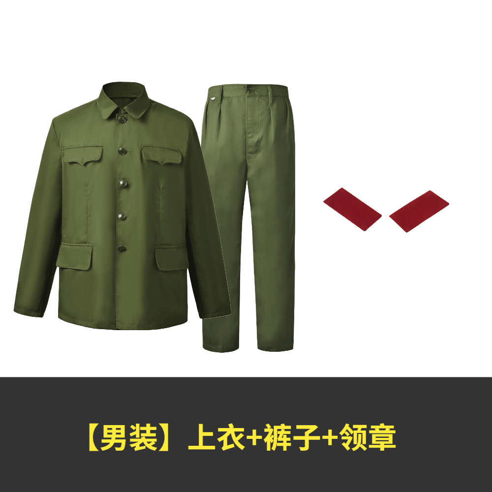 正品涤卡65式军套装的确良男65老式装65装军干服聚会怀旧军绿色演