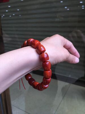 天然瓦西南红手串老型珠直切满肉柿子红锦红牛血红桶珠手串本命年