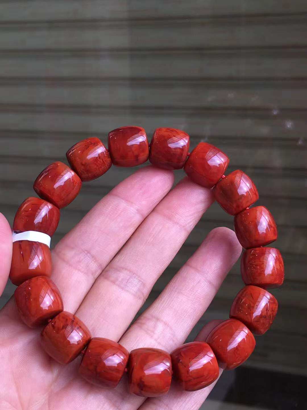 南红红色手串收藏级火焰纹老型珠直切桶珠玛瑙天然春节礼盒送礼
