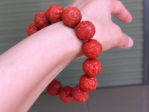 精品天然瓦西南红柿子红貔貅单珠手链满色满肉柿子红精工收藏福利