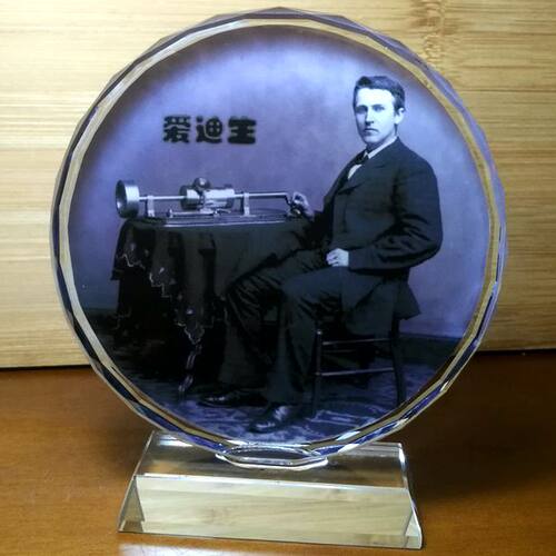 爱迪生收藏品摆设纪念品美国发明家工艺品礼品装饰品礼物水晶摆件