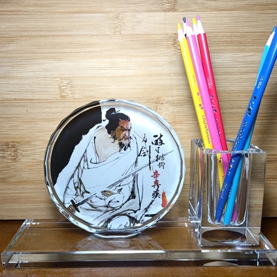 辛弃疾纪念品礼物装饰品稼轩礼品工艺品模型收藏品水晶笔筒摆件