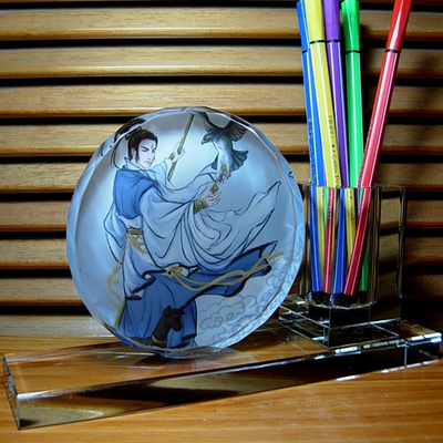 二郎神像杨戬水晶摆件礼物装饰品神化故事笔筒工艺品摆设模型礼品